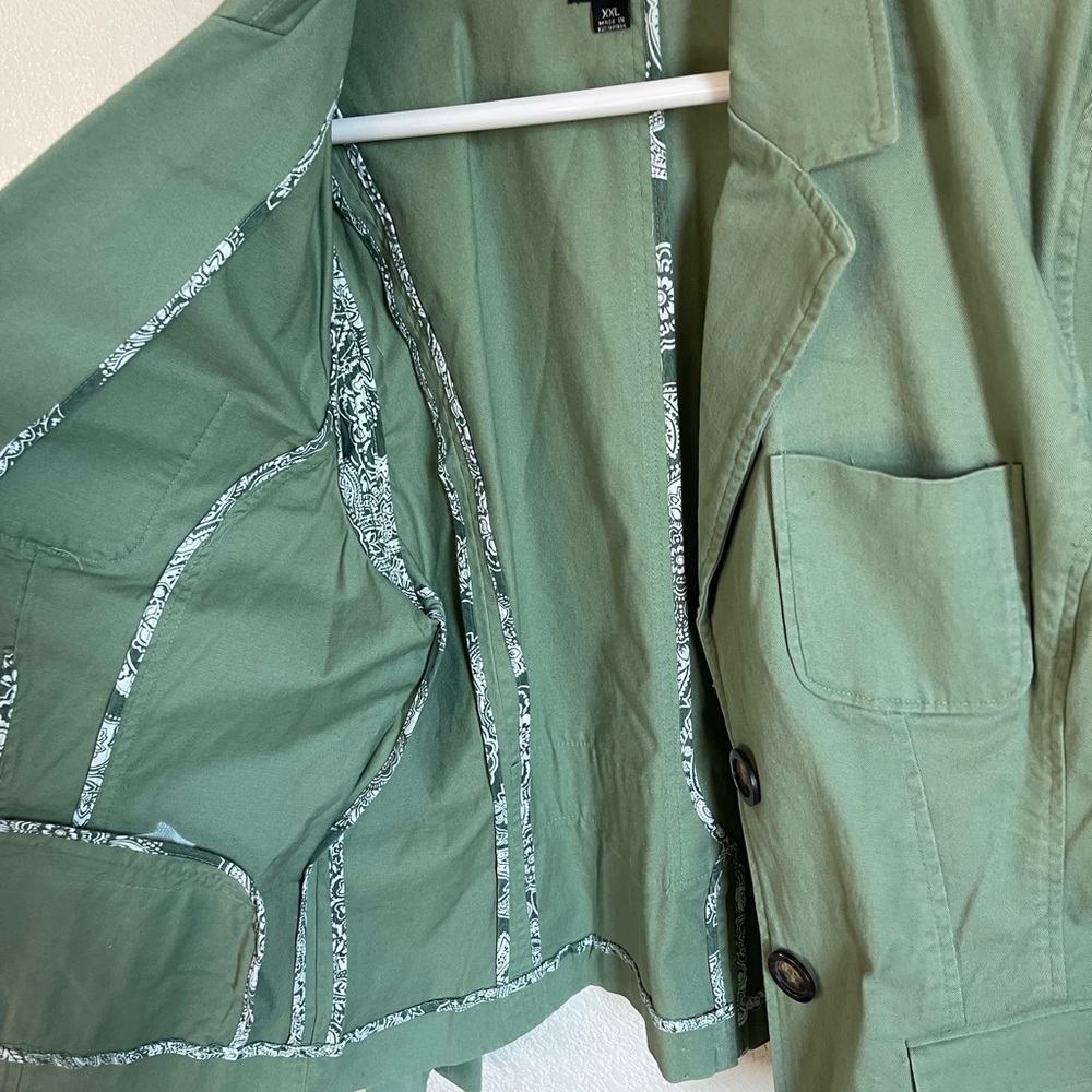 Mossimo Stretch Green Button Jacket - image 5